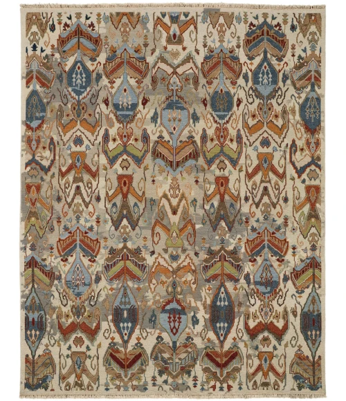 Feizy Leylan Bohemian & Eclectic Ikat, Tan/Ivory/Orange, 2'-6" x 12' Runner