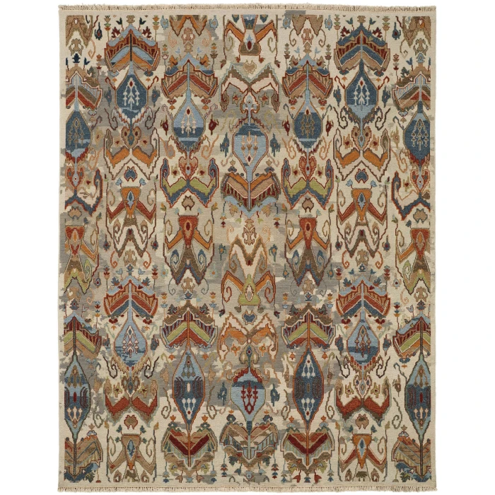 Feizy Leylan Bohemian & Eclectic Ikat, Tan/Ivory/Orange, 5'-6" x 8'-6" Area Rug