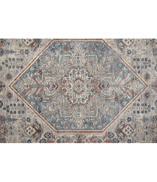 Feizy Marquette Bohemian & Eclectic Medallion, Blue/Ivory, 2'-8" x 10' Runner