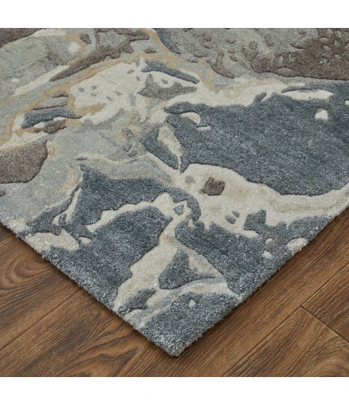 Feizy Zarah Industrial Watercolor, Blue/Taupe/Green, 8' x 10' Area Rug