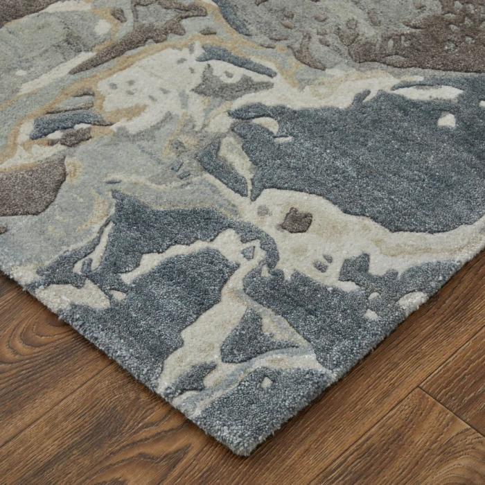 Feizy Zarah Industrial Watercolor, Blue/Taupe/Green, 8' x 10' Area Rug