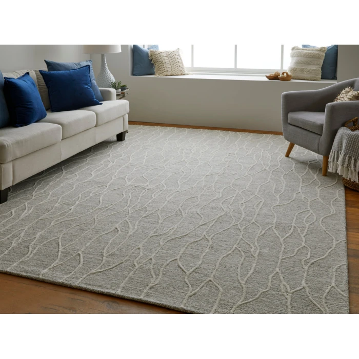 Feizy Enzo Casual Abstract, Taupe/Ivory, 12' x 15' Area Rug