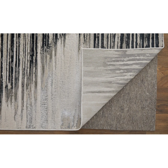Feizy Micah Scandinavian Diamond, Black/Silver/Taupe, 3'-11" x 6' Accent Rug