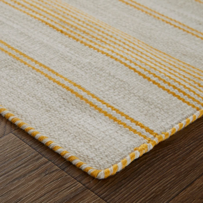 Feizy Duprine Casual Stripes, Yellow/Ivory, 10' x 14' Area Rug