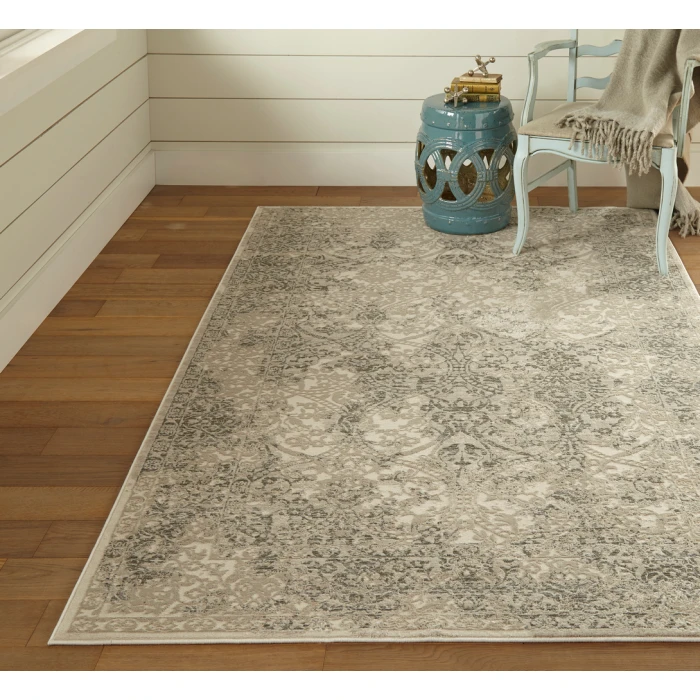 Feizy Prasad Vintage Distressed, Ivory/Gray/Black, 8' x 11' Area Rug