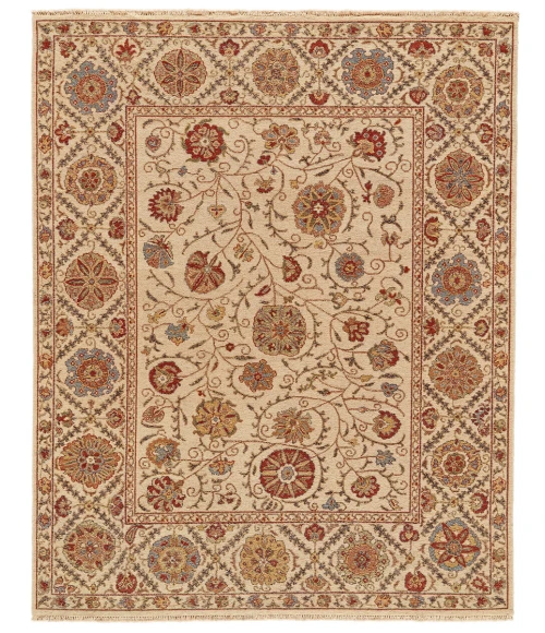 Feizy Amherst Classic Bordered, Tan/Gold/Red, 9'-6" x 13'-6" Area Rug