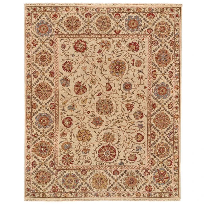 Feizy Amherst Classic Bordered, Tan/Gold/Red, 9'-6" x 13'-6" Area Rug