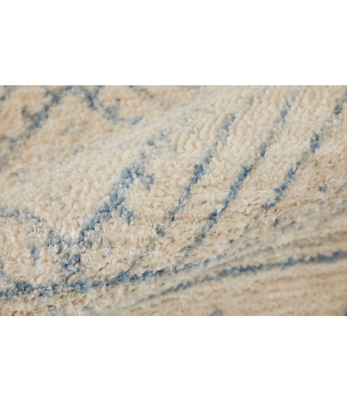 Feizy Camellia Farmhouse Geometric, Ivory/Blue, 4'-3" x 6'-3" Accent Rug