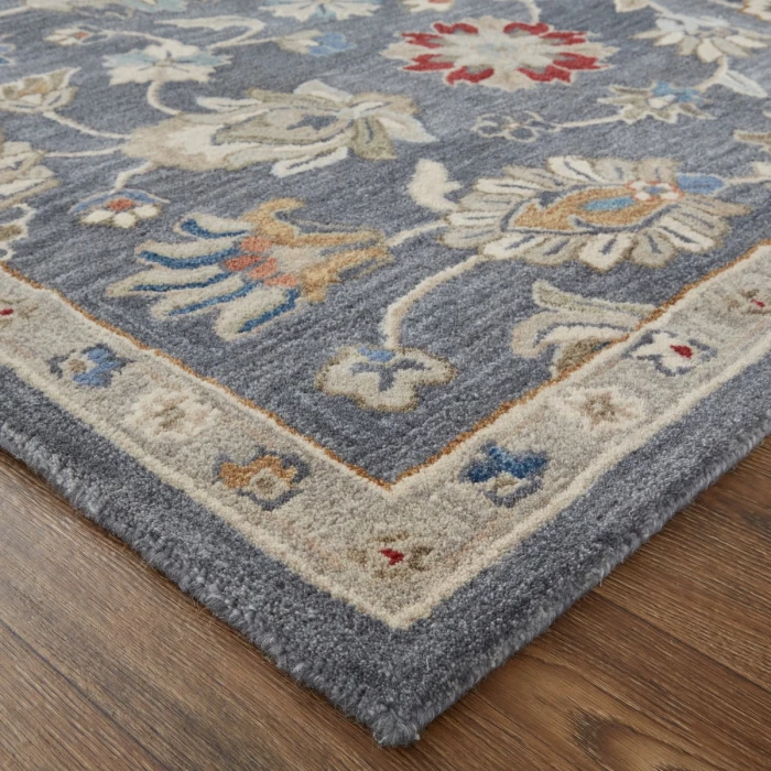 Feizy Rylan Tufted Persian Floral Rug, Blue/Red/Ivory,  2ft x 3ft Area Rug