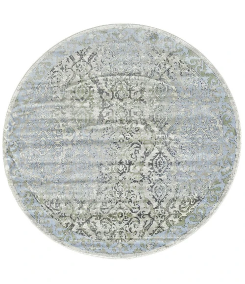 Feizy Katari Vintage Floral & Botanical, Blue/Green/Gray, 8' x 8' Round Rug