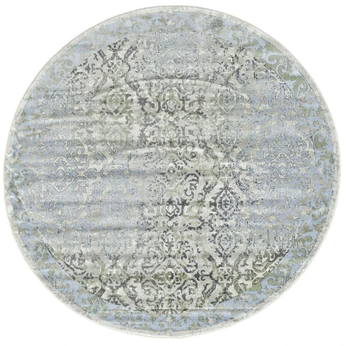 Feizy Katari Vintage Floral & Botanical, Blue/Green/Gray, 8' x 8' Round Rug