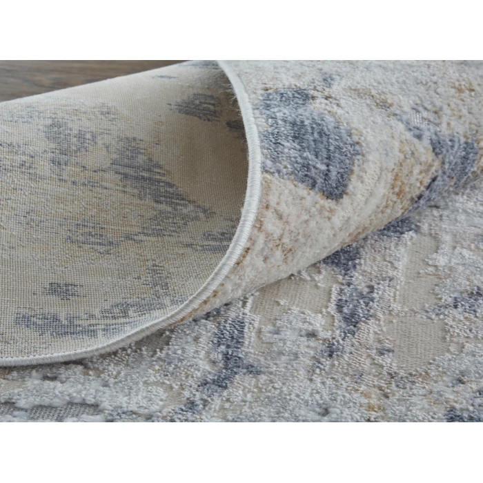 Feizy Laina Industrial Abstract, Ivory/Gray/Blue, 3' x 12' Runner