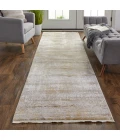 Feizy Cadiz Casual Abstract, Taupe/Ivory/Gold, 3'-1" x 10' Runner