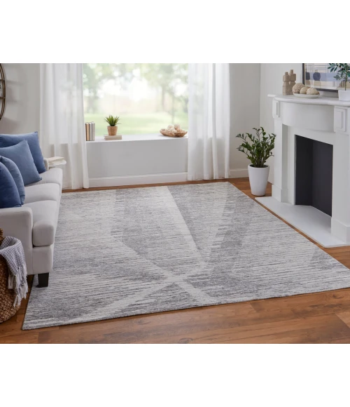 Feizy Brighton Casual Abstract, Ivory/Taupe/Silver, 11'-6" x 15' Area Rug