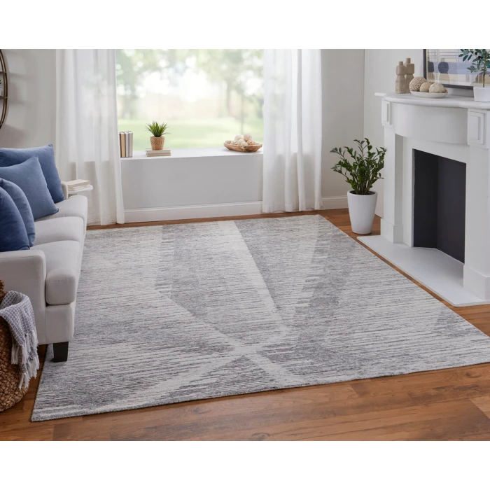 Feizy Brighton Casual Abstract, Ivory/Taupe/Silver, 8' x 8' Round Rug