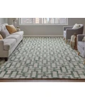 Feizy Lorrain Bohemian & Eclectic Geometric, Ivory/Green, 10' x 10' Round Rug