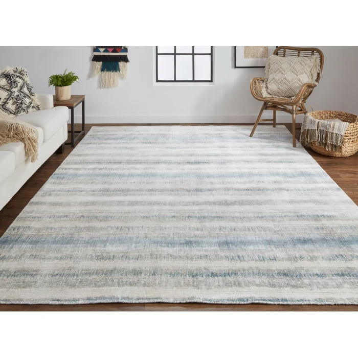 Feizy  Mackay Handwoven Graident Rug, Aegean Blue/Warm Gray, 4ft x 6ft Area Rug 