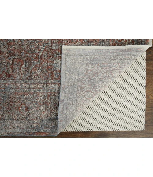 Feizy Marquette Bohemian & Eclectic Medallion, Blue/Red/Gray, 2'-8" x 12' Runner