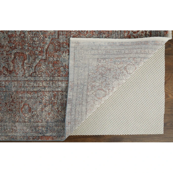 Feizy Marquette Bohemian & Eclectic Medallion, Blue/Red/Gray, 2'-8" x 12' Runner