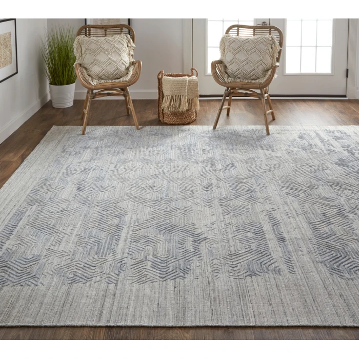 Feizy Elias Casual Abstract, Gray/Blue, 2'-9" x 8' Runner