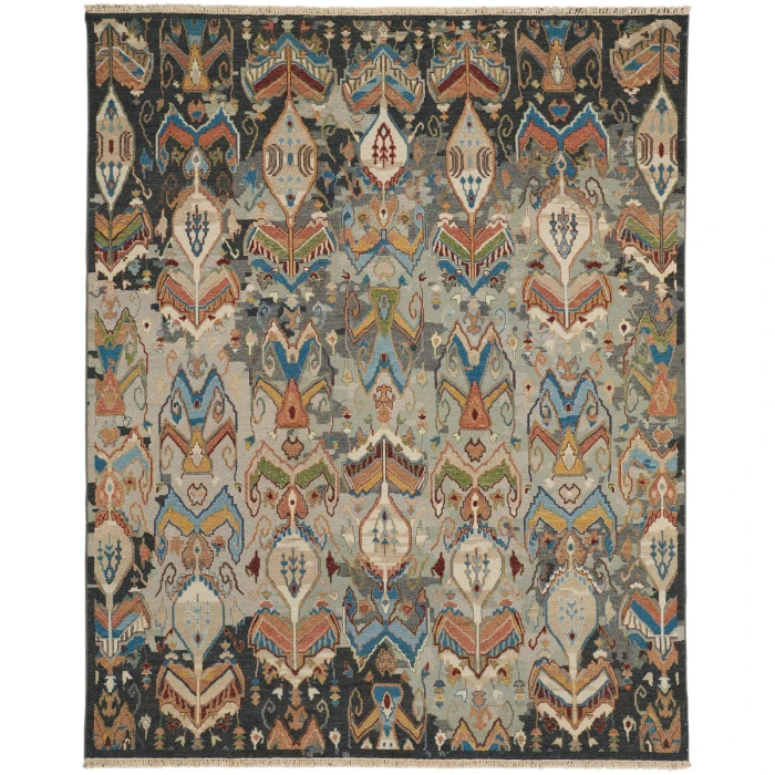 Feizy Leylan Bohemian & Eclectic Ikat, Taupe/Tan/Orange, 8'-6" x 11'-6" Area Rug