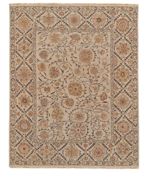 Feizy Amherst Classic Bordered, Tan/Gray/Red, 3'-6" x 5'-6" Accent Rug