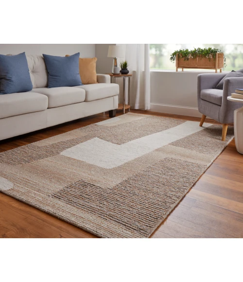 Feizy Pollock Casual Abstract, Brown/Tan/Ivory, 5' x 8' Area Rug