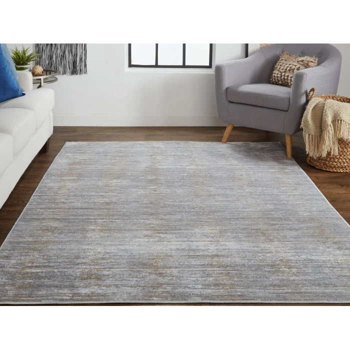 Feizy Laina Rustic Distressed, Taupe/Silver/Tan, 9'-8" x 12'-8" Area Rug