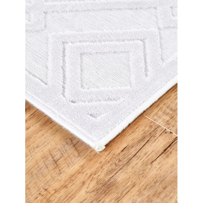 Feizy Saphir Mira WHITE/WHITE 6803491F 7 ft. 6 in. X 7 ft. 6 in. Round Rug