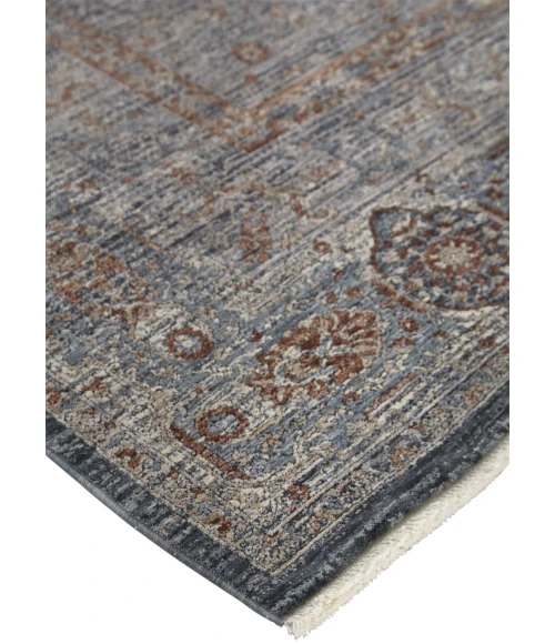Feizy Marquette Rustic Persian Farmhouse Rug, Denim Blue/Rust, 4ft x 5ft-3in Accent Rug