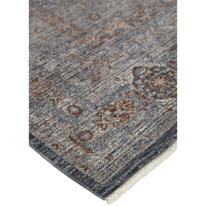 Feizy Marquette Rustic Persian Farmhouse Rug, Denim Blue/Rust, 2ft x 3ft Accent Rug