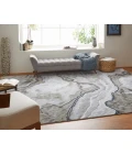 Feizy Gaspar Industrial Abstract, Taupe/Gray/Blue, 6'-7" x 9'-6" Area Rug