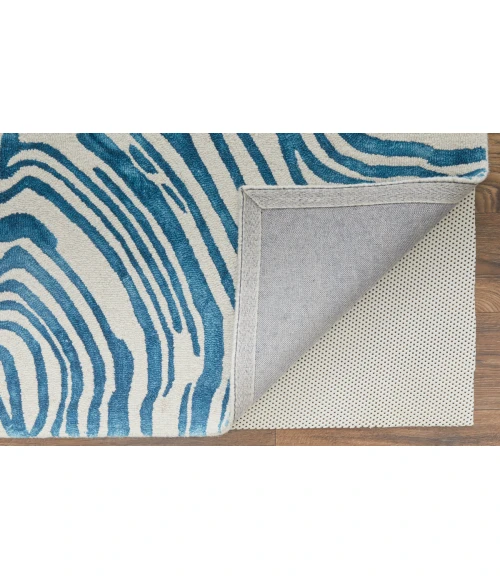 Feizy Lorrain Bohemian & Eclectic Abstract, Blue/Ivory, 10' x 10' Round Rug