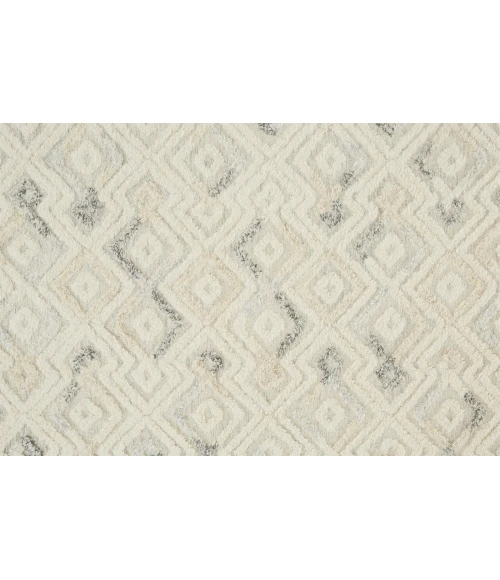 Feizy Anica Moroccan Diamond Wool Tufted Accent Rug, Ivory/Chambray Blue, 2ft x 3ft
