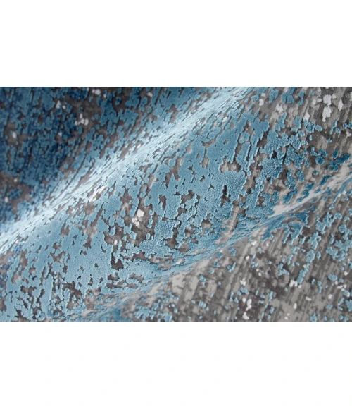 Feizy Cadiz Casual Abstract, Blue/Gray/Silver, 3'-1" x 10' Runner