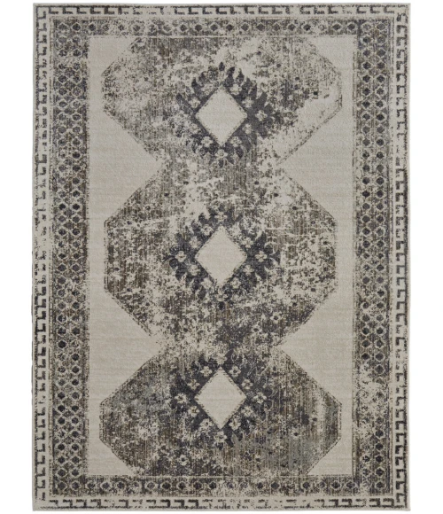 Feizy Kano Classic Distressed, Ivory/Taupe/Gray, 5'-3" x 7'-6" Area Rug