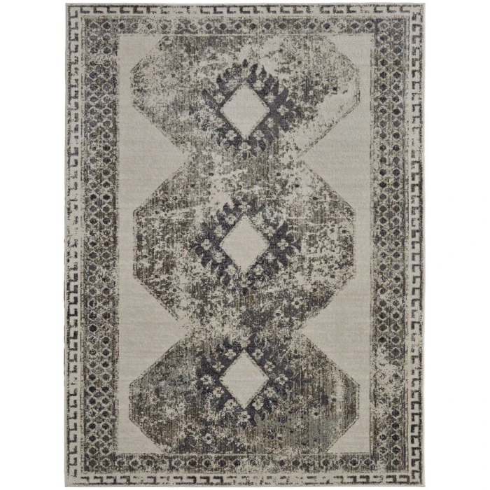 Feizy Kano Classic Distressed, Ivory/Taupe/Gray, 7'-10" x 11' Area Rug