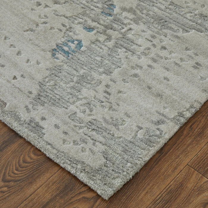 Feizy Zarah Bohemian & Eclectic Abstract, Gray/Taupe/Blue, 2'-6" x 12' Runner