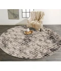 Feizy Kano Casual Diamond, Ivory/Gray/Taupe, 8'-9" x 8'-9" Round Rug