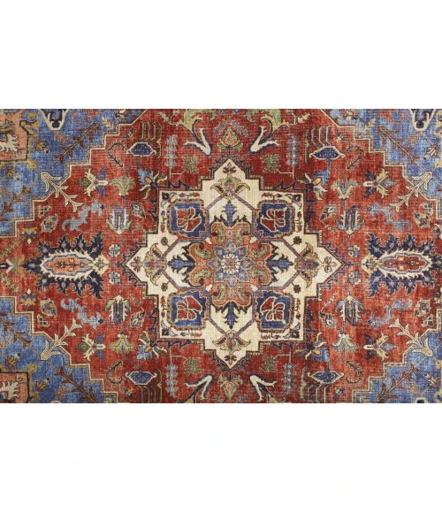 Feizy Percy Vintage Medallion Rug, Rust/Nav Blue/Beige, 5ft-3in x 7ft-6in Area Rug