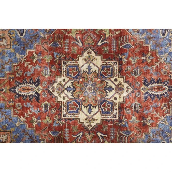 Feizy Percy Vintage Medallion Rug, Rust/Nav Blue/Beige, 5ft-3in x 7ft-6in Area Rug