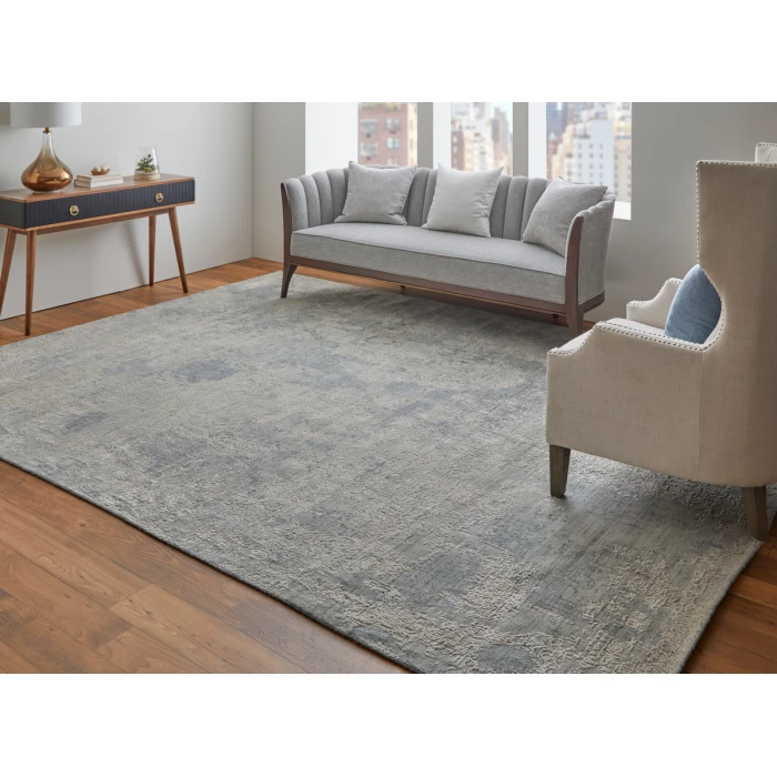 Feizy Eastfield Casual Abstract, Silver/Gray, 8' x 8' Round Rug