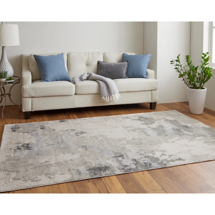 Feizy Prasad Casual Watercolor, Ivory/Gray, 8' x 11' Area Rug