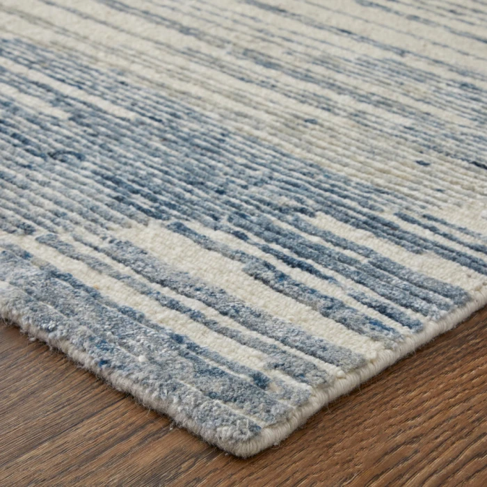 Feizy Brighton Casual Abstract, Ivory/Blue/Silver, 2'-6" x 12' Runner
