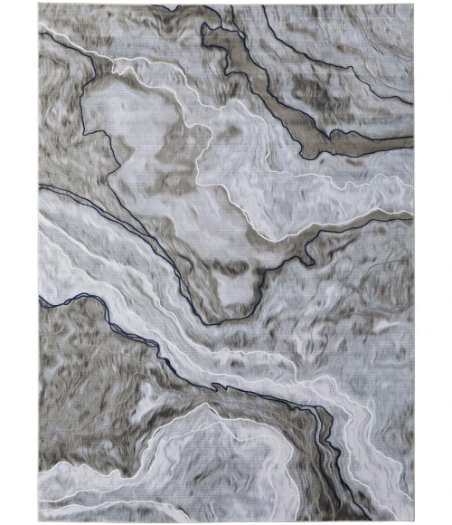 Feizy Gaspar Industrial Abstract, Taupe/Gray/Blue, 6'-7" x 9'-6" Area Rug