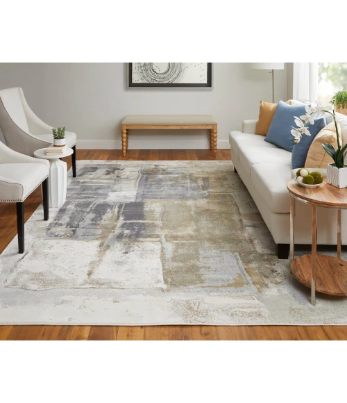 Feizy Clio Industrial Watercolor, Brown/Gray/Black, 2' x 3' Accent Rug