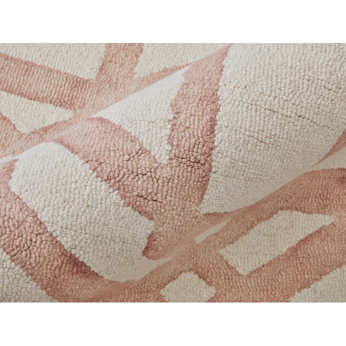 Feizy Lorrain Mid-Century Modern Geometric, Ivory/Pink/Tan, 9'-6" x 13'-6" Area Rug