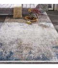 Feizy Cadiz Industrial Abstract, Ivory/Blue/Gold, 9'-9" x 13'-2" Area Rug
