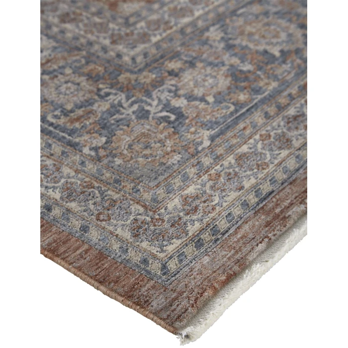 Feizy Marquette Rustic Persian Farmhouse Rug, Rust/Aegean Blue, 2ft-8in x 12ft, Runner