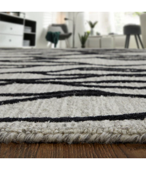 Feizy Enzo Casual Abstract, Ivory/Black/Taupe, 12' x 15' Area Rug